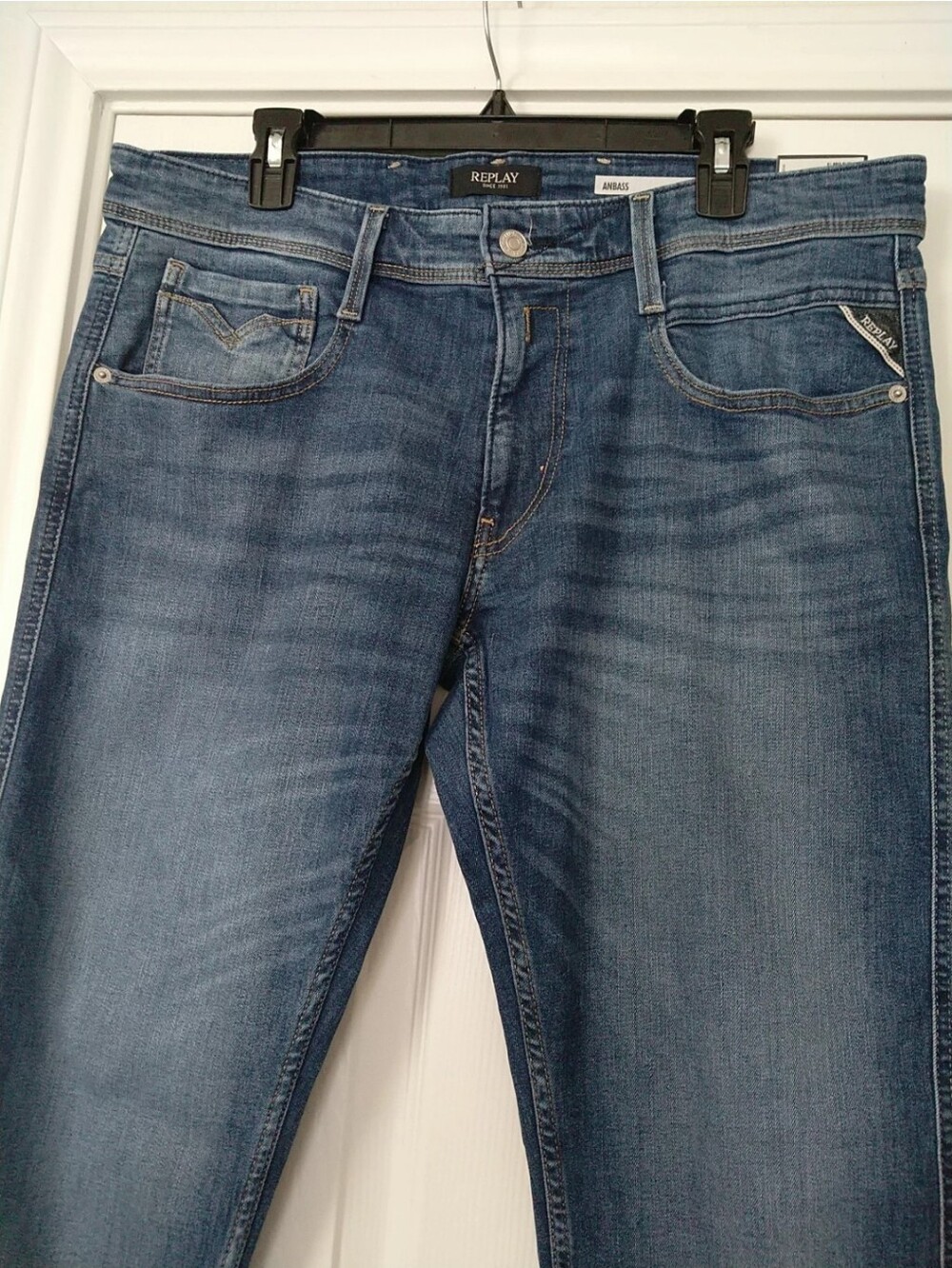 Replay Anbass Men's Slim Fit Jeans W34/L32 Dark Indigo Super Stretch Denim New